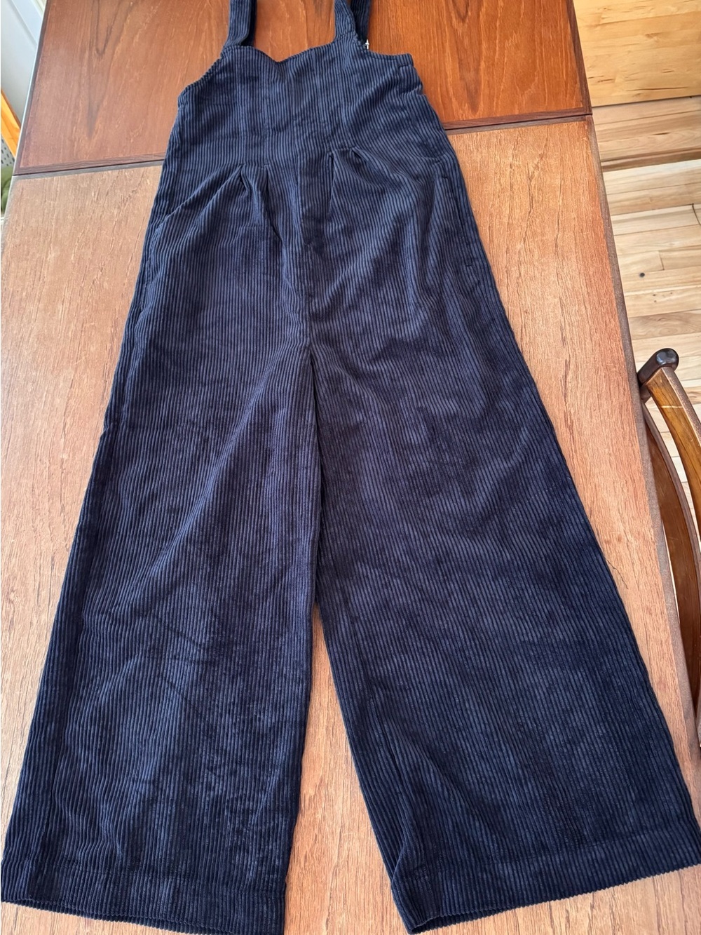 Twik Simons Black Corduroy Wide Leg Overalls Jumpsuit XS